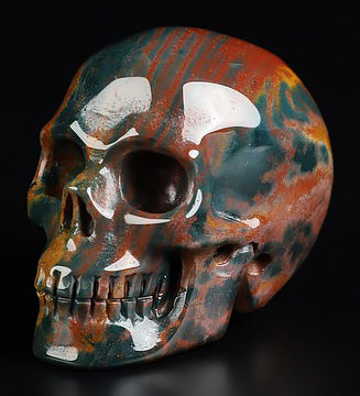 2.0" Bloodstone Hand Carved Crystal Skull, Realistic, Crystal Healing