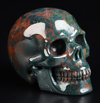 2.0" Bloodstone Hand Carved Crystal Skull, Realistic, Crystal Healing