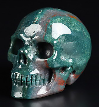 2.0" Bloodstone Hand Carved Crystal Skull, Realistic, Crystal Healing
