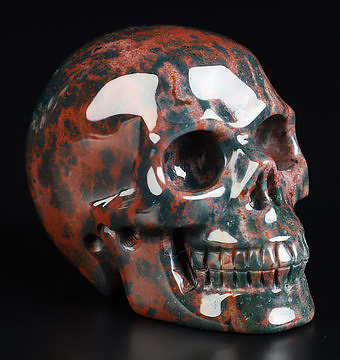 2.0" Bloodstone Hand Carved Crystal Skull, Realistic, Crystal Healing