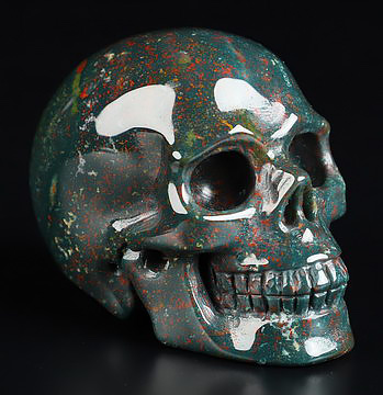 2.0" Bloodstone Hand Carved Crystal Skull, Realistic, Crystal Healing
