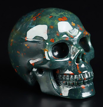 2.0" Bloodstone Hand Carved Crystal Skull, Realistic, Crystal Healing
