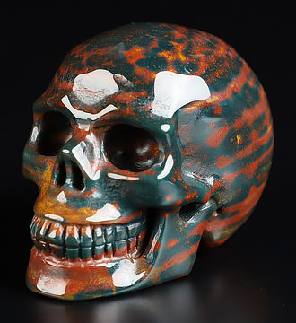 2.0" Bloodstone Hand Carved Crystal Skull, Realistic, Crystal Healing