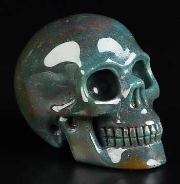 2.0" Bloodstone Hand Carved Crystal Skull, Realistic, Crystal Healing