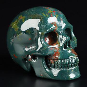 2.0" Bloodstone Hand Carved Crystal Skull, Realistic, Crystal Healing