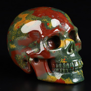 2.0" Bloodstone Hand Carved Crystal Skull, Realistic, Crystal Healing