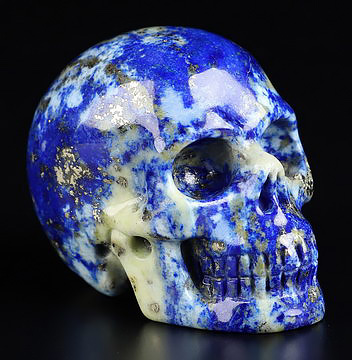Gemstone 1.8" Lapis Lazuli Hand Carved Crystal Skull, Realistic, Crystal Healing