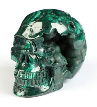Gemstone 2.0" Malachite Hand Carved Crystal Skull, Realistic, Crystal Healing