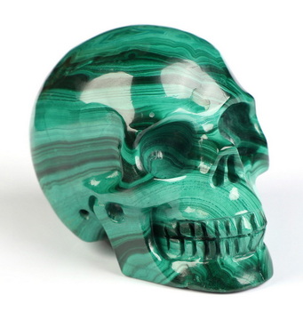 Gemstone 2.0" Malachite Hand Carved Crystal Skull, Realistic, Crystal Healing