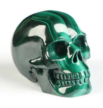 Gemstone 2.0" Malachite Hand Carved Crystal Skull, Realistic, Crystal Healing