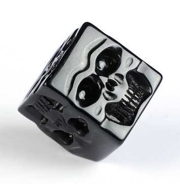 0.9" Black Obsidian Hand Carved Crystal Skull Cube Fine Art Sculpture, Crystal Healing
