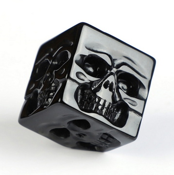 0.9" Black Obsidian Hand Carved Crystal Skull Cube Fine Art Sculpture, Crystal Healing
