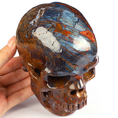 5.3" Pietersite Hand Carved Crystal Skull, Super Realistic, Crystal Healing
