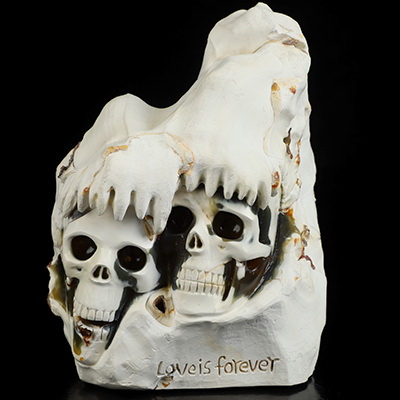 Love is Forever, 5.0" Orca agate Hand Carved Crystal Skull Fine Art Sculpture, Crystal Healing