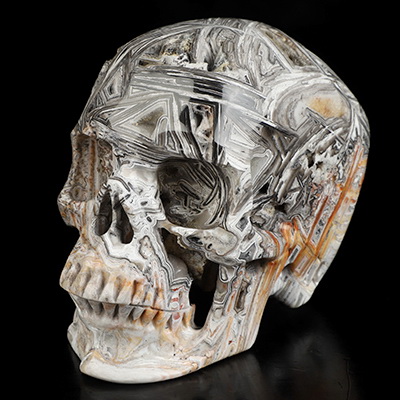 5.1" Lattice Agate Hand Carved Crystal Skull, Super Realistic, Crystal Healing