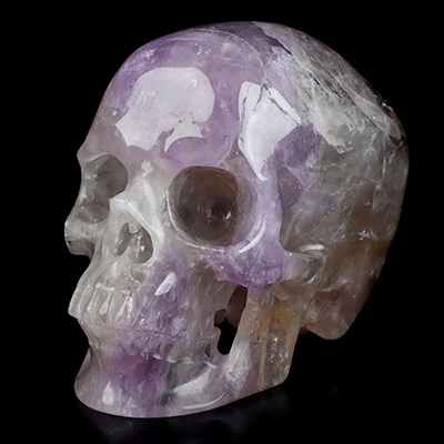 Gemstone 5.1" Amethyst Hand Carved Crystal Skull, Super Realistic, Crystal Healing