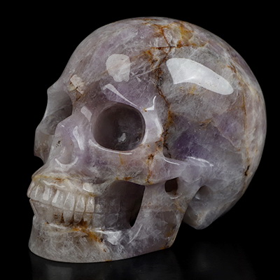 Gemstone 5.0" Amethyst Hand Carved Crystal Skull, Realistic, Crystal Healing