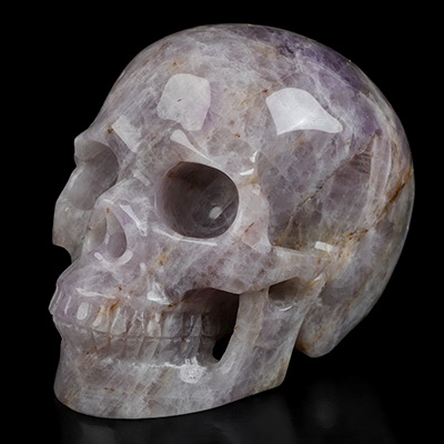 Gemstone 5.1" Amethyst Hand Carved Crystal Skull, Realistic, Crystal Healing