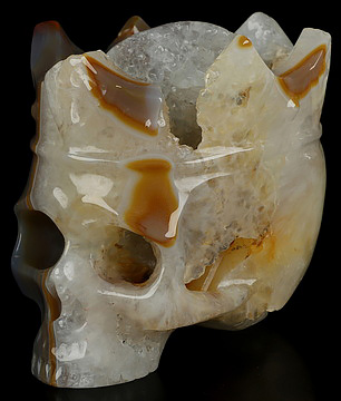 5.2" Premium Brazilian Agate Hand Carved The Queen Crystal Skull Sculpture, Crystal Healing