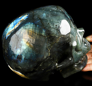 Lifesized 6.8" Labradorite Hand Carved Crystal Skull, Super Realistic, Crystal Healing