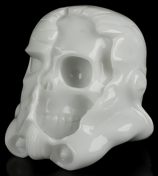 Storm Troopers - 4.9" White Jade Hand Carved Crystal Skull Fine Art Sculpture, Crystal Healing