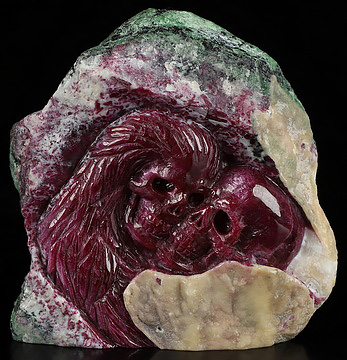 3.8" Ruby Hand Carved Crystal Skulls Fine Art Sculpture, Crystal Healing