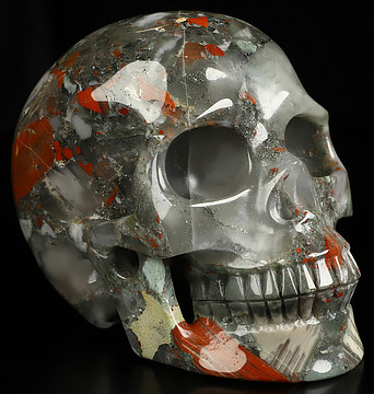 5.0" African Bloodstone Hand Carved Crystal Skull, Realistic, Crystal Healing