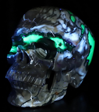 Lifesized 6.8" Volcano Agate Hand Carved Crystal Skull, Super Realistic, Crystal Healing