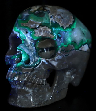 Lifesized 6.8" Volcano Agate Hand Carved Crystal Skull, Super Realistic, Crystal Healing