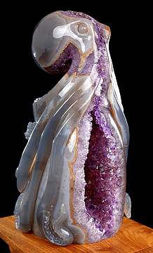 9.8" Agate Amethyst Geode Hand Carved Crystal Octopus Sculpture, Crystal Healing
