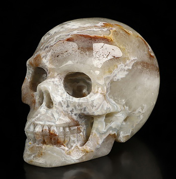 2.1" Red Crazy Lace Agate Hand Carved Crystal Skull, Realistic, Crystal Healing