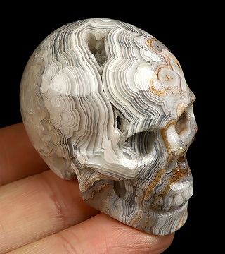 Gemstone 2.1" Red Crazy Lace Agate Hand Carved Crystal Skull, Realistic, Crystal Healing