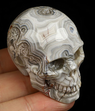 Gemstone 2.1" Red Crazy Lace Agate Hand Carved Crystal Skull, Realistic, Crystal Healing