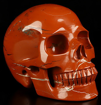 5.0" Red Jasper Hand Carved Crystal Skull, Realistic, Crystal Healing