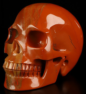 5.0" Red Jasper Hand Carved Crystal Skull, Realistic, Crystal Healing