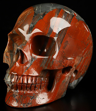 5.0" African Bloodstone Hand Carved Crystal Skull, Realistic, Crystal Healing