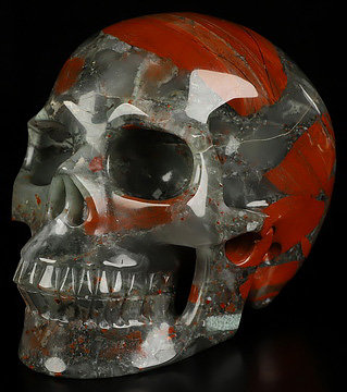 5.0" African Bloodstone Hand Carved Crystal Skull, Realistic, Crystal Healing
