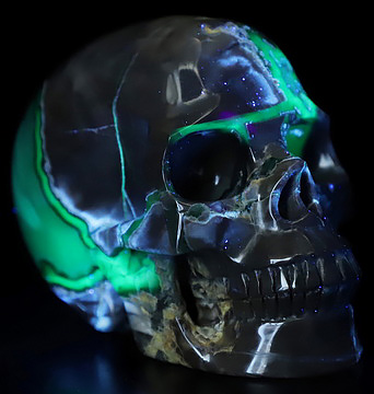 5.0" Volcano Agate Hand Carved Crystal Skull, Realistic, Crystal Healing