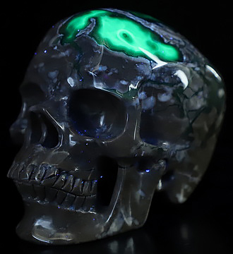 5.1" Volcano Agate Hand Carved Crystal Skull, Super Realistic, Crystal Healing