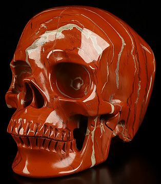 5.1" Red Jasper Hand Carved Crystal Skull, Super Realistic, Crystal Healing