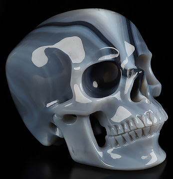 4.2" Premium Brazilian Agate Hand Carved Crystal Skull, Super Realistic, Crystal Healing