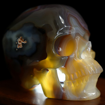 4.5" Premium Brazilian Agate Hand Carved Crystal Skull, Super Realistic, Crystal Healing
