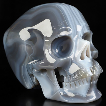 4.5" Premium Brazilian Agate Hand Carved Crystal Skull, Super Realistic, Crystal Healing