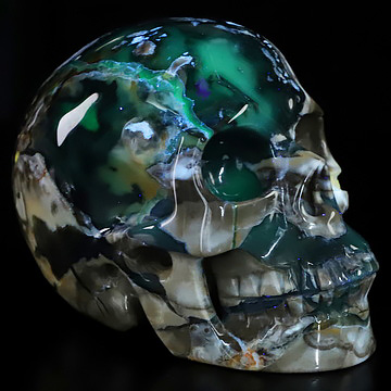 4.8" Volcano Agate Hand Carved Crystal Skull, Realistic, Crystal Healing