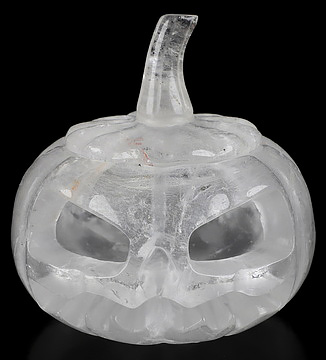 4.3" Quartz Rock Crystal Hand Carved Hollow Jack-O'-Lantern Pumpkin Crystal Skull Sculpture, Crystal Healing