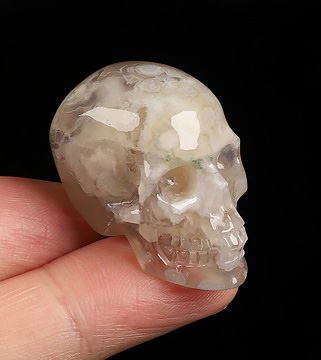 1.4" Sakura Agate Hand Carved Crystal Skull, Super Realistic, Crystal Healing