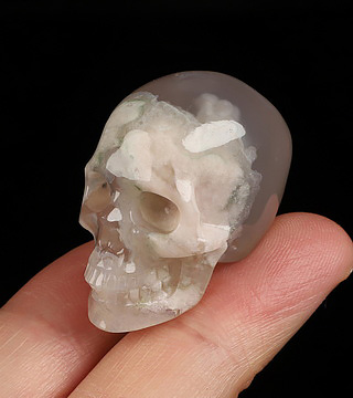 1.4" Sakura Agate Hand Carved Crystal Skull, Super Realistic, Crystal Healing