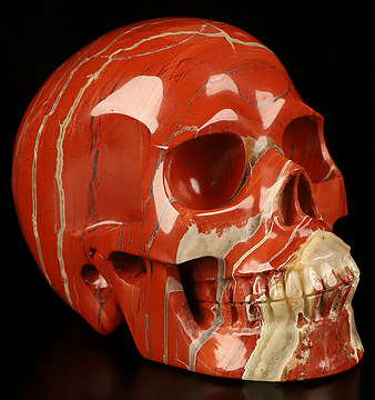 5.0" Red Jasper Hand Carved Crystal Skull, Realistic, Crystal Healing