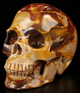 4.5" Mookaite Jasper Hand Carved Crystal Skull, Realistic, Crystal Healing
