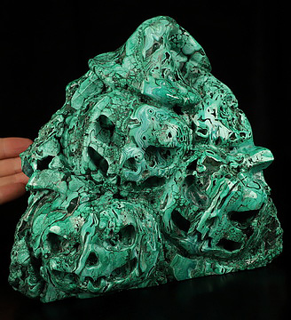 Gemstone 7.2" Malachite Hand Carved Pumpkin Crystal Skulls Fine Art Sculpture, Crystal Healing